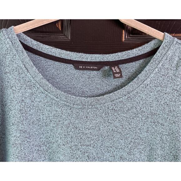 H by Halston 2X Blue‎ Super Soft Knit Long Sleeve Tunic With Faux Suede Back - Picture 2 of 10